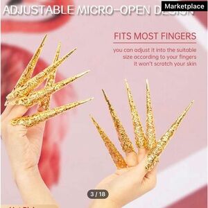 Dancer Costumes Gypsy Egyptian Queen Costume Finger Claws Goth Nails Set Gold